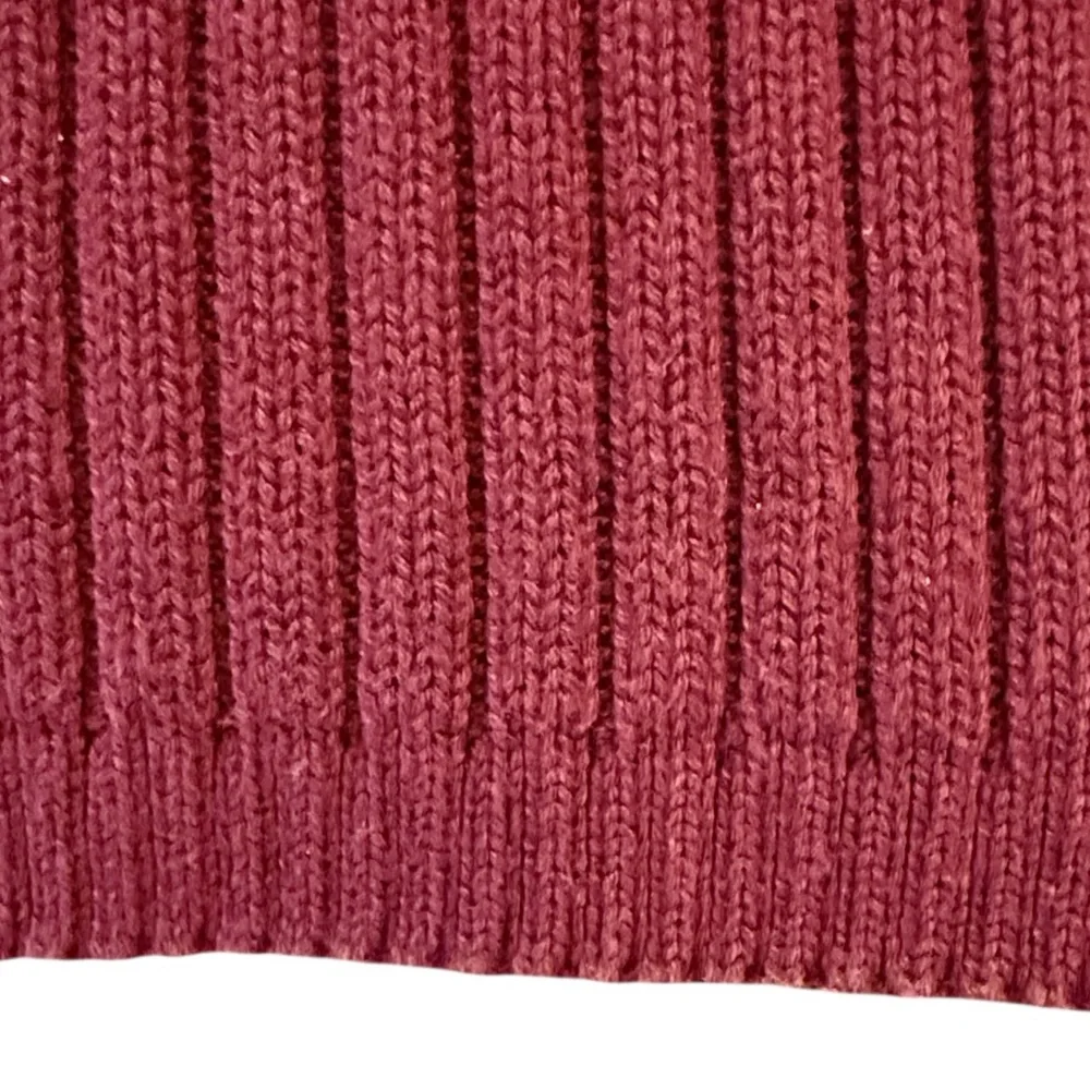 Vintage 2001 Timberland Rib Knit V Neck Sweater Burgundy Cotton Medium Y2K Logo